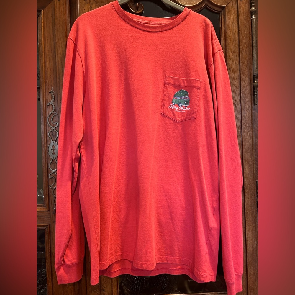 Vineyard Vines - Van and Tree long sleeve pocket tee - size m - red